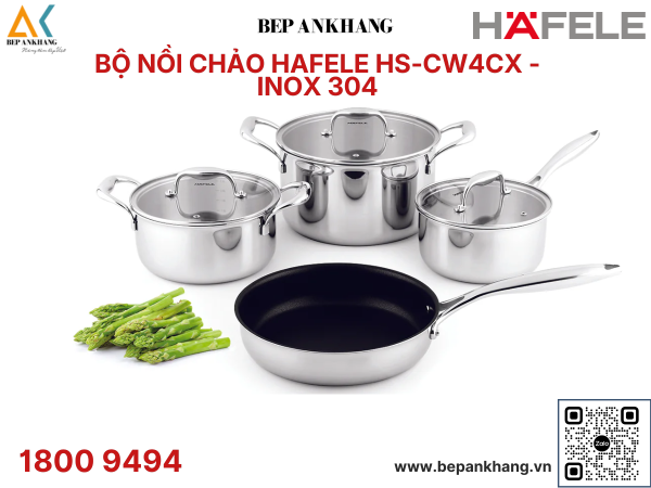 Bộ nồi chảo 4 món Hafele HS-CW4CX 535.44.167 - Inox 304 - Thương hiệu Đức
